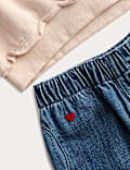 2-tlg. Outfit bestehend aus Oberteil und Jeans mit hohem Baumwollanteil und Grafik (0 M. –6 J.)