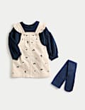 3pc Cotton Rich Floral Dress with Tights (0-6 Yrs)