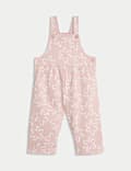 Ensemble 2 pièces en coton avec salopette à motif fleuri (jusqu’au 3 ans)