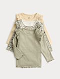 3pk Cotton Rich Ditsy Long-Sleeve Tops (0-3 Yrs)