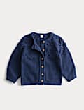 Cotton Bottle Stitch Yoke Cardigan (0-3 Yrs)