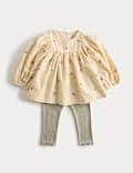 2-tlg. Outfit mit hohem Baumwollanteil und Stickerei (0 M. – 6 J.)