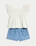 Ensemble 2&nbsp;pièces 100&nbsp;% coton à broderie (jusqu’au 6&nbsp;ans)
