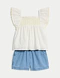 Ensemble 2&nbsp;pièces 100&nbsp;% coton à broderie (jusqu’au 6&nbsp;ans)