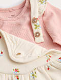 2pc Cotton Strawberry Ditsy Dungarees Outfit (0-3 Yrs)