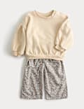 Outfit met sweater en broek met print (0-6 jaar)
