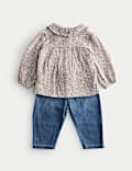 Ensemble 3 pièces veste sans manches en coton (jusqu’au 6 ans)