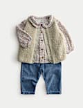 Ensemble 3 pièces veste sans manches en coton (jusqu’au 6 ans)