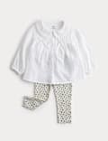 2pc Cotton Bow Blouse with Leggings (0-3 Yrs)