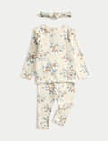 3pc Cotton Rich Jersey Floral Outfit (0-3 Yrs)
