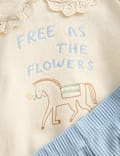 Ensemble 2 pièces en coton top et bas motif cheval (jusqu’au 6 ans)