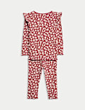 Conjunto de 2 piezas de parte de arriba y de abajo de algodón con estampado de leopardo (0-6 años)