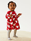 Pure Cotton Reindeer Print Dress (0-3 Yrs)