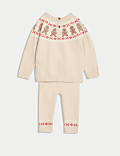 Knitted Fair Isle Gingerbread Outfit (0-3 Yrs)
