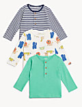 3pk Pure Cotton Patterned Tops (0-3 Yrs)
