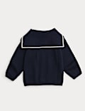 Pure Cotton Sailor Collar Knitted Jumper (0-3 Yrs)