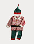 Conjunto de 3 piezas de algodón de elfo navideño (0-3 años)