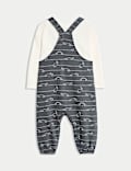 Ensemble 2 salopettes en coton jersey à motif dinosaure (jusqu’au 3 ans)