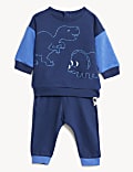 2-teiliges Outfit mit hohem Baumwollanteil und Dinosauriermuster (0–3 J.)