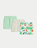 3er-Pack gemusterte Shorts mit hohem Baumwollanteil (0–3 J.)