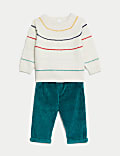 Ensemble 2&nbsp;pièces en coton mélangé à rayures (jusqu’au 3&nbsp;ans)