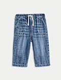 Cotton Rich Denim Drawstring Jeans (0-3 Yrs)
