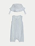 2pc Cotton Pure Cotton Striped Romper and Hat (0–3 Yrs)