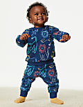 Jogging en coton à motif lion (jusqu'au 0-3 ans)