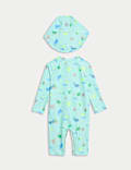 2pc Sealife Print Swimsuit and Hat (0-3 Yrs)