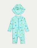 2pc Sealife Print Swimsuit and Hat (0-3 Yrs)