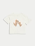 Lot de 2&nbsp;t-shirts 100&nbsp;% coton à motif dinosaure et rayures (jusqu’au 3&nbsp;ans)