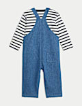 2pc Pure Cotton Peter Rabbit™ Striped Dungaree Outfit (0-3 Yrs)