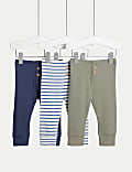 Pack de 3 leggings de algodón de rayas (0-3&nbsp;años)