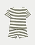 2pc Pure Cotton Striped Shorts Outfit (0-3 Yrs)