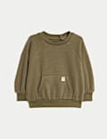 Sweat-shirt en coton mélangé doublé polaire (jusqu’au 3 ans)