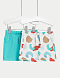 2pk Cotton Rich Abstract Print Shorts (0-3 Yrs)