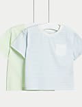 2pk Pure Cotton Striped & Plain T-Shirts (0-3 Yrs)