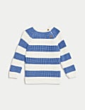 Pure Cotton Striped Dinosaur Jumper (0-3 Yrs)