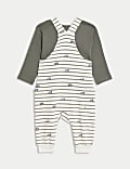 2pc Cotton Rich Striped Transport Outfit (0-3 Yrs)