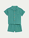 2pc Pure Cotton Double Cloth Shirt Outfit (0-3 Yrs)