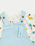 2pc Cotton Rich Dinosaur Bibshort Outfit (0-3 Yrs)