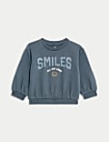 Sweat en coton avec texte «&nbsp;Smiles&nbsp;» (jusqu’au 3&nbsp;ans)