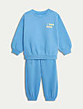 Katoenrijke Fun Club-outfit met top en broek (0-3&nbsp;jaar)