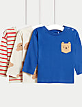 3pk Pure Cotton Bear Tops (0 Mths-3 Yrs)
