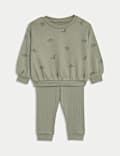 Ensemble 2 pièces en coton avec top et bas avec imprimé chien (jusqu’au 6 ans)