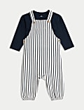 2-teiliges Outfit mit hohem Baumwollanteil und gestreifter Latzhose (0–3 J.)