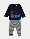 2pc Cotton Rich Christmas Scene Outfit (0-3 Yrs)