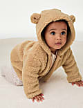 Jacke aus Teddy-Fleece mit Kapuze (0–3 J.)