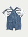 2pc Cotton Rich Denim Bibshort (0-3 Yrs)