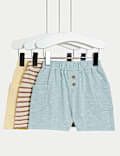 3pk Pure Cotton Striped Shorts (0-3 Yrs)